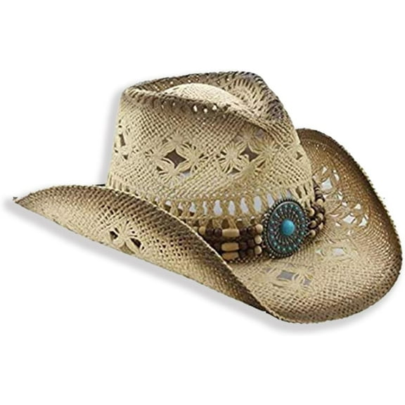 Cowgirl Hat,Straw Cowboy Hat,Cowboy Beach Hats for Women,Fit for Beach or Everyday Wear,Western Style Cowboy Hat