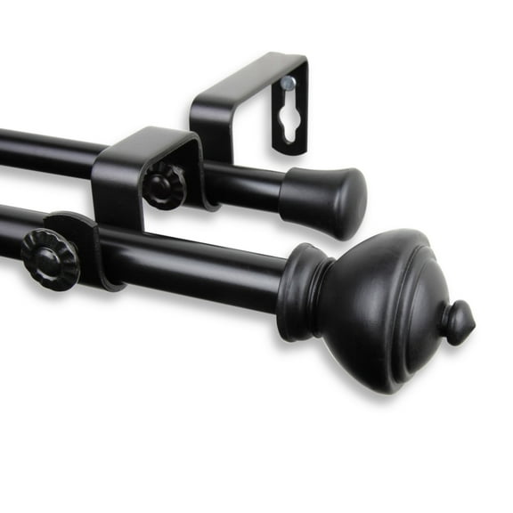 Giannie Double Curtain Rod 5/8 inch dia. 84-120 Inch - Black
