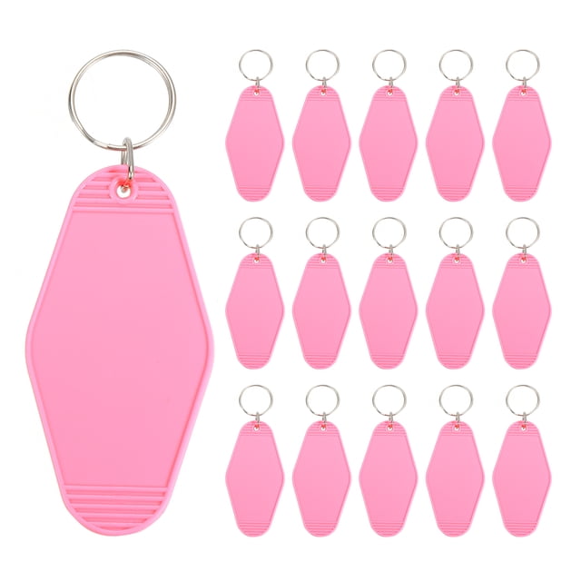 Unique Bargains Vintage Motel Keychain Blank Hotel Keychains Rhombus Retro Key Tag, Pink, 16 Pack