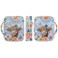 thumbnail image 3 of Xixirimido Boho Mandala Highland Cattle Print Quilted Bible Cover Case for Women Men Large Carrying Bag Book Tote Bags with Handle Bible Study Supplies Christian Gifts, Blue, 3 of 7