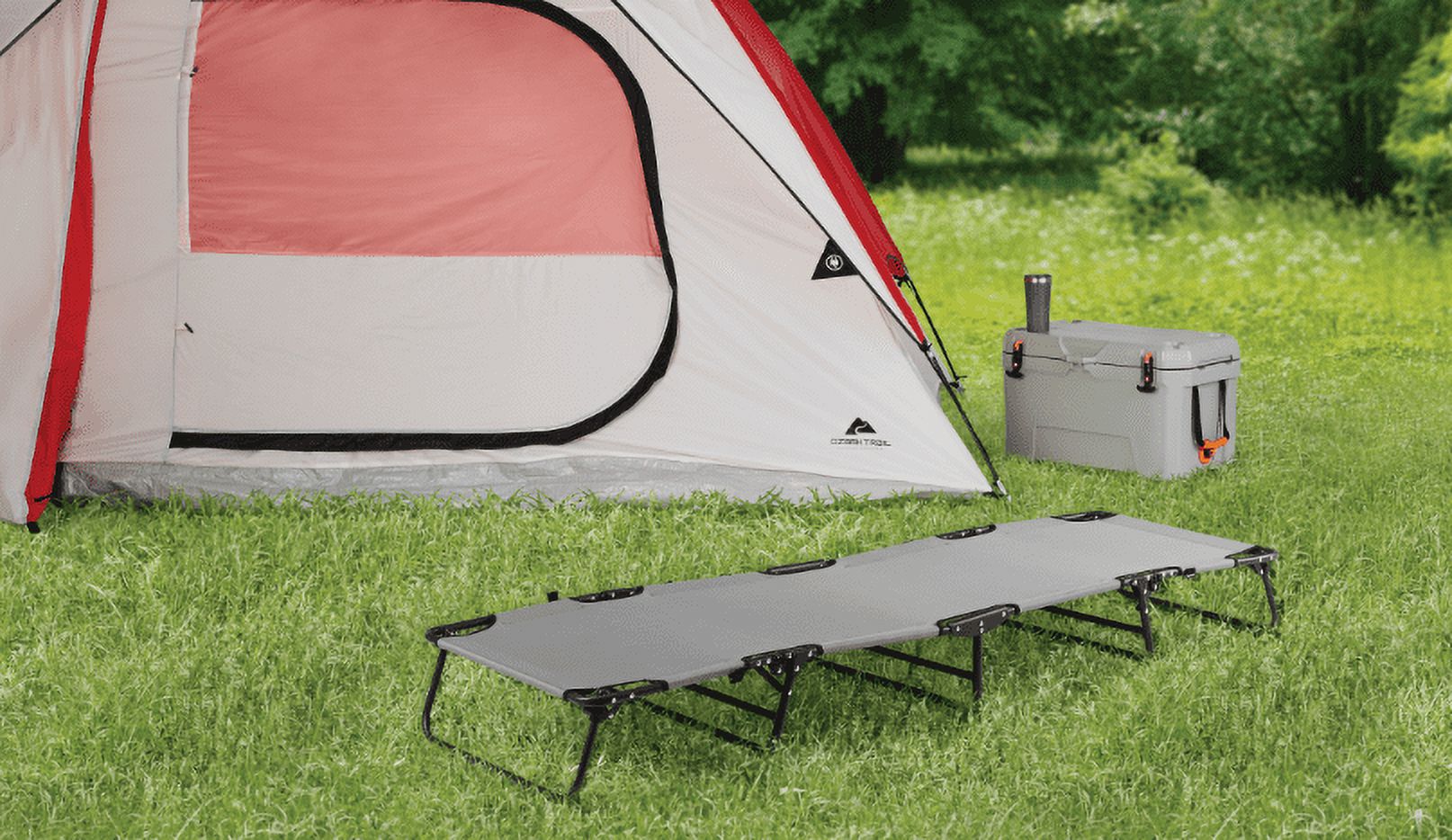 OZARK TRAIL FOLDING CAMPING COT FOR ADULTS, GRAY