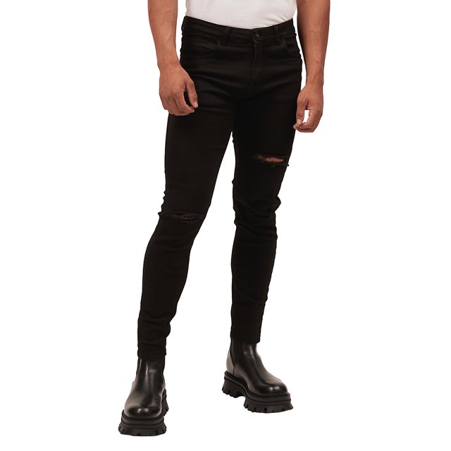 Jeans de mezclilla MCHK 8049. Skinny roto. Color negro. Para hombre