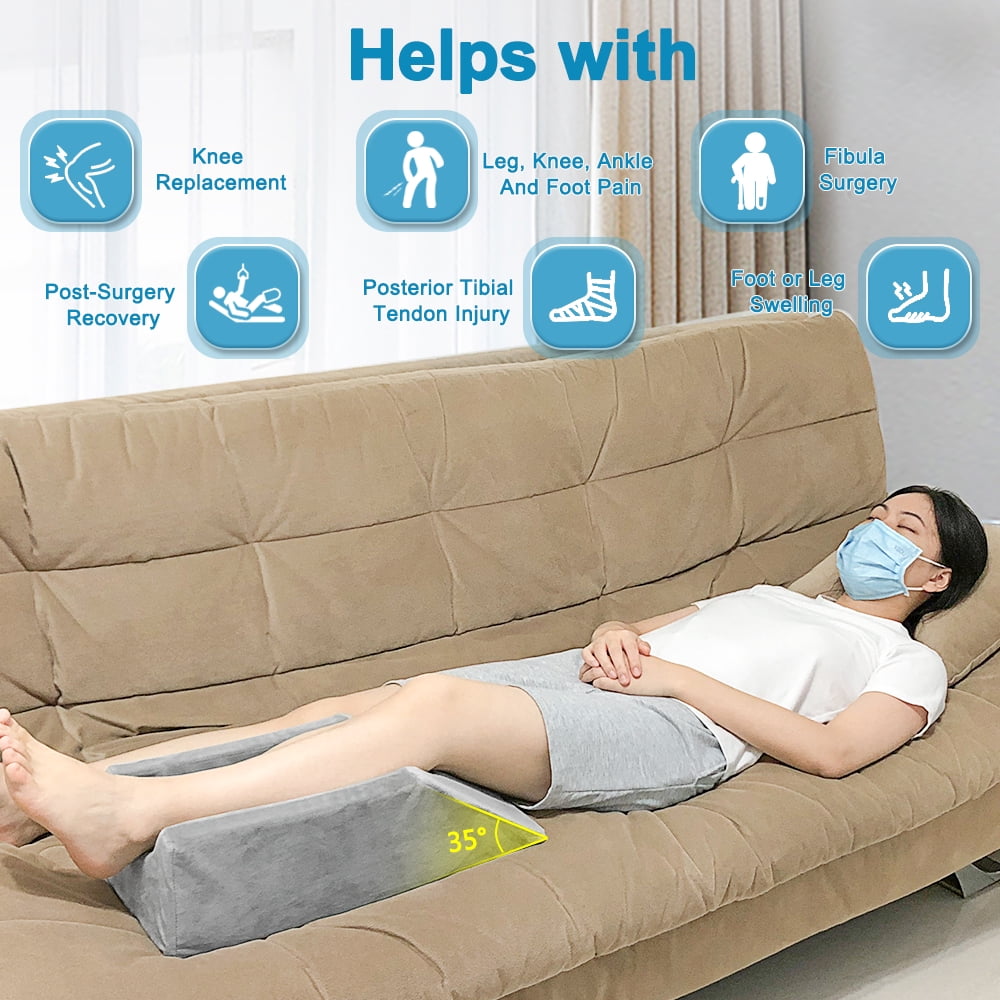 Leg Elevation Wedge Pillow Knee Foam for Sleeping Post Surgery Foot Leg Rest Pillows Knee Support Cushion Medical Elevated Pillow Leg Elevator Bed Positioning Wedge Ankle Surgery Recovery (50cm Long)
