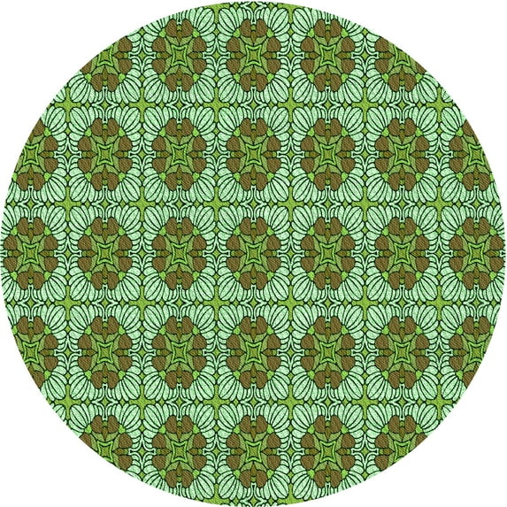 Ahgly Company Machine Washable Indoor Round Transitional Army Green Area Rugs, 5' Round