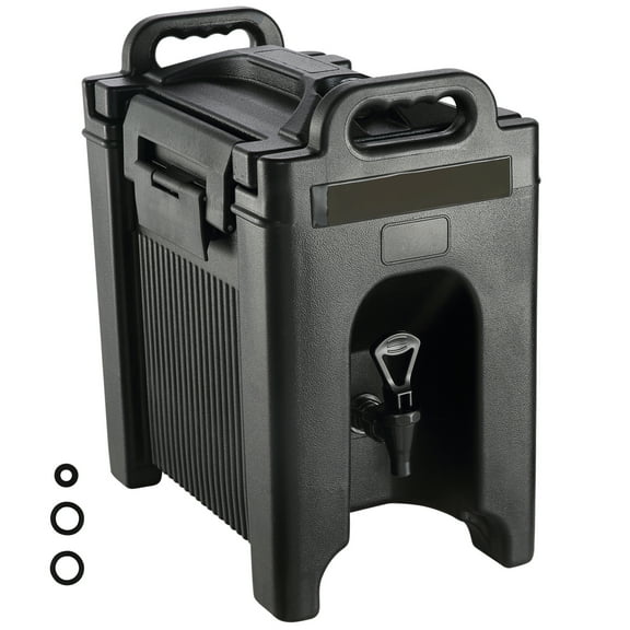 KFFKFF Thermal Beverage Holder, 2.5 Gallon, LDPE Material Suitable for Hot and Cold Drinks, Insulated Drink Cooler with 0.9 in PU Layer Dual-Stage Tap, Ideal for Cafeteria Beverage Store