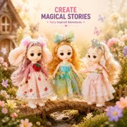 3PCS 6 inch Mini Princess Dolls Set Cute Dress Up Girl Dolls Gift Toy for 3+ Year Old Girls