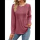 thumbnail image 1 of Blusa Tipo Túnica Plisada de Larga Abullonada para Mujer, Cuello Redondo, Estilo Elegante, Informal, Holgada, para Verano Rojo Ladrillo XXL, 1 of 5