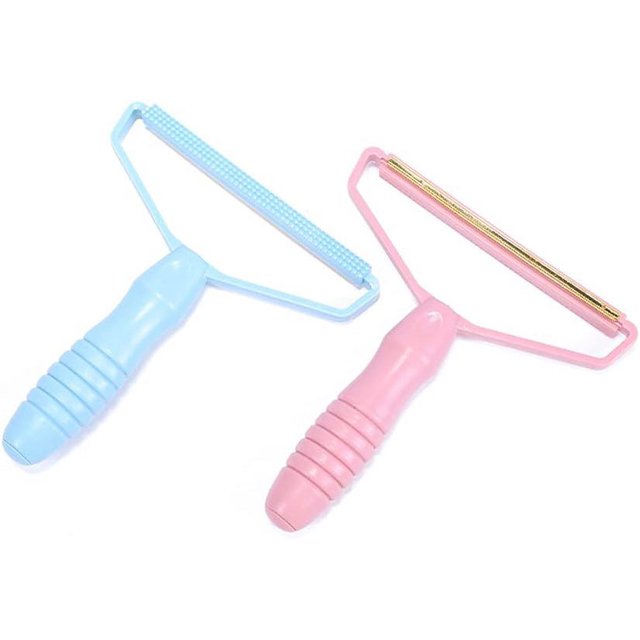 CHAO 2 Piezas de Afeitadoras Quitapelusas (Azul+Rosa), Máquina de Afeitar Manual Anti Pelusa con Cepillo Quitapelusas Portátil Quitapelusas con Reutilizable, para Alfombras, Ropa y Otros Tejidos