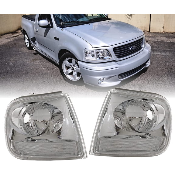 USR DEPO 97-03 F150 Corner Lights - SVT Lightning Harley Davidson Style Front Clear Corner Turn Signal Parking Lamps Compatible with 1997-2003 Ford F-150 Pickup Truck / 97-02 Expedition