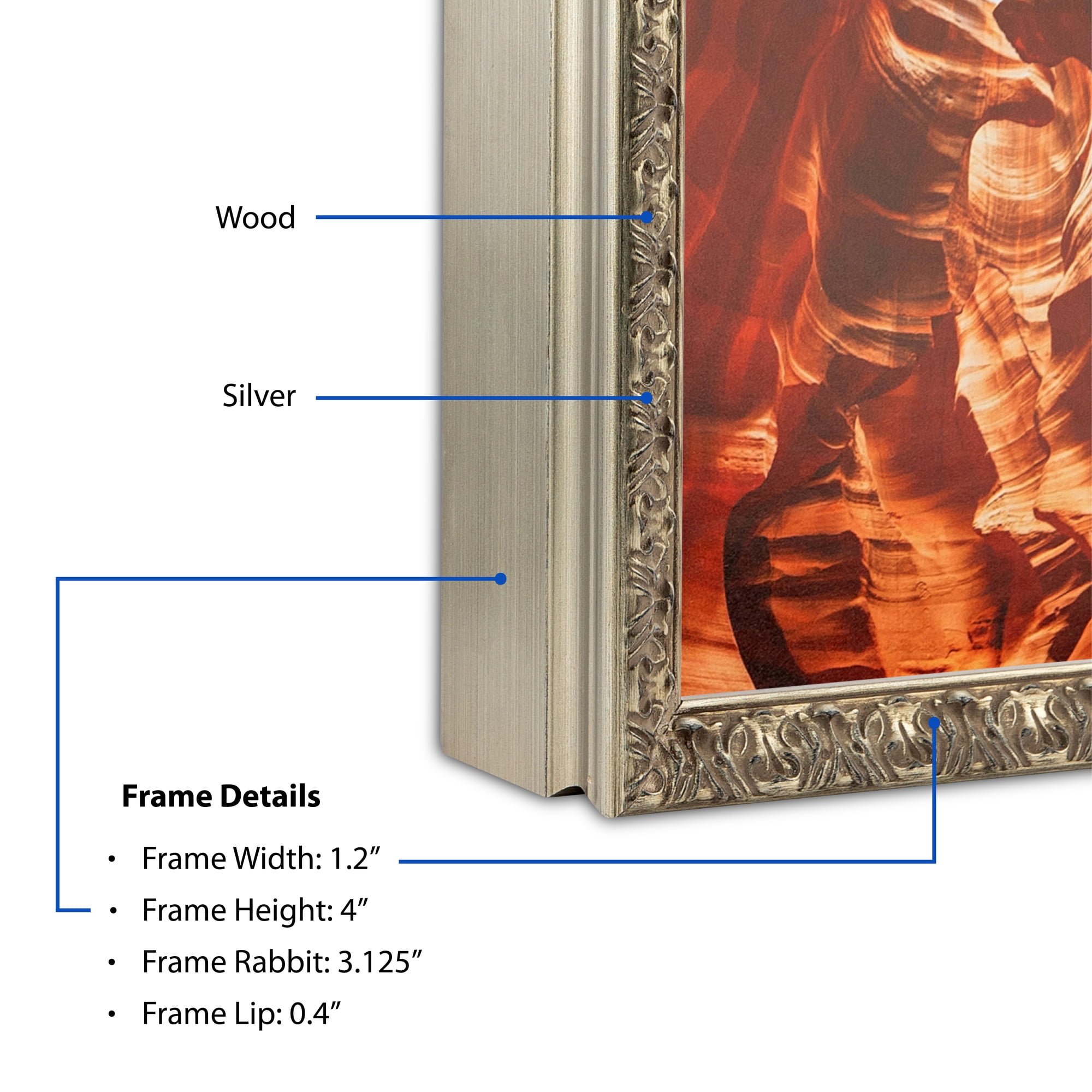 ArtToFrames 18" x 24" Silver Picture Frame, 18x24 inch Silver Wood Poster Frame (WOM-4993),  Pack