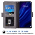 thumbnail image 2 of Huawei P30 Lite Wallet Case Huawei P30 Lite Cover Premium PU Leather Folio Flip Notebook Cover Vogue Business with Credit Slots Wallet Case for Huawei P30 Lite - Gray, 2 of 5