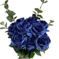 thumbnail image 2 of 12 pcs Roses Artificial Flowers  Fake Roses Navy Blue Silk Flowers  with Long Stems for Wedding Home Party Decor, 2 of 12