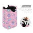 thumbnail image 3 of Foldable Laundry Hamper Bag with Handles Dirty Clothes Basket 12.6" x 11" x 22.7" Dog Paw Prints and Bows, 3 of 7