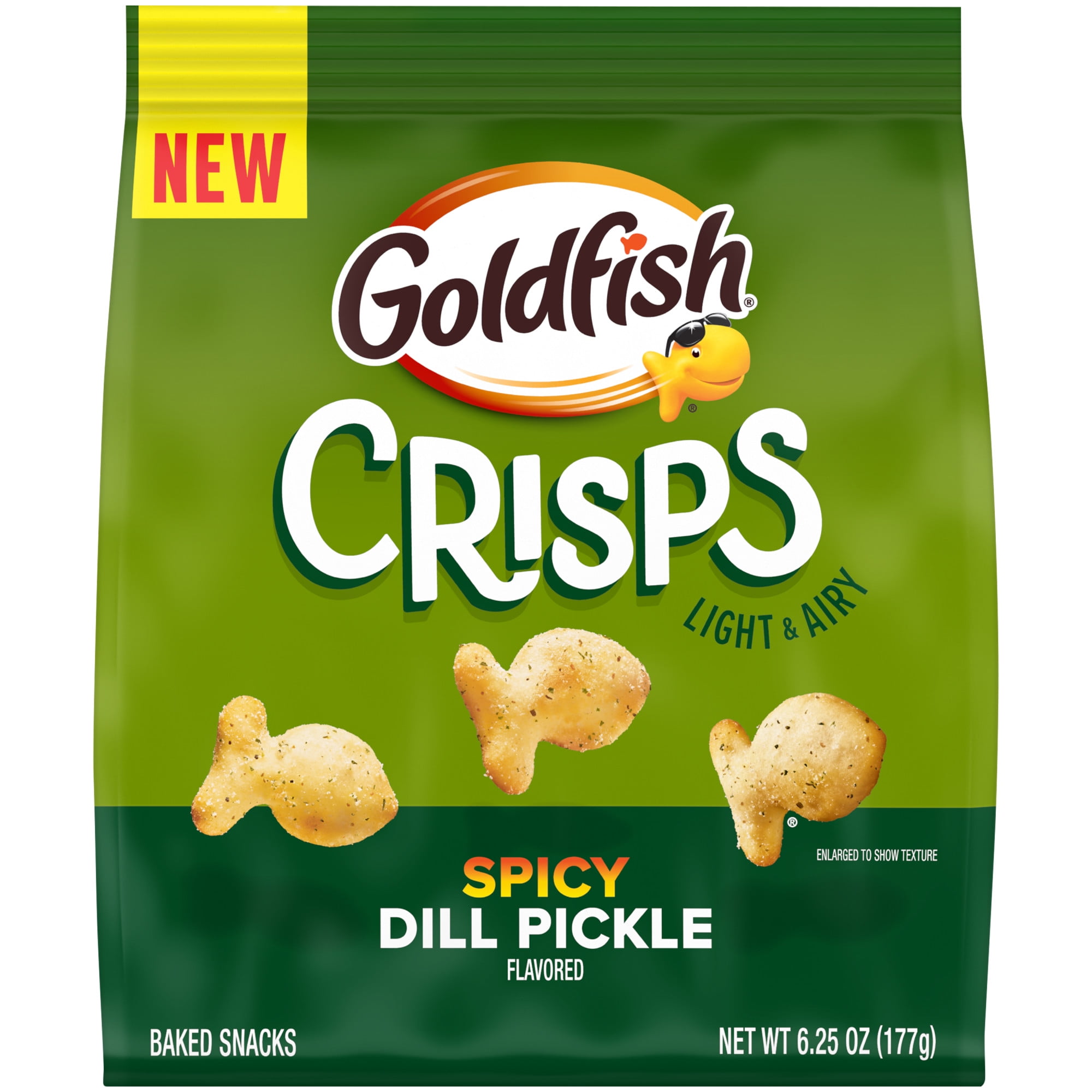 (3 pack) Goldfish Crisps Spicy Dill Pickle Flavored Baked Chip Crackers, 6.25 oz Bag