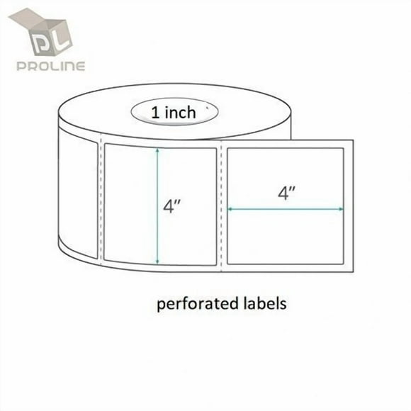 4x4 375 Per Roll Direct Thermal Labels with Perforated Line (20 Rolls)