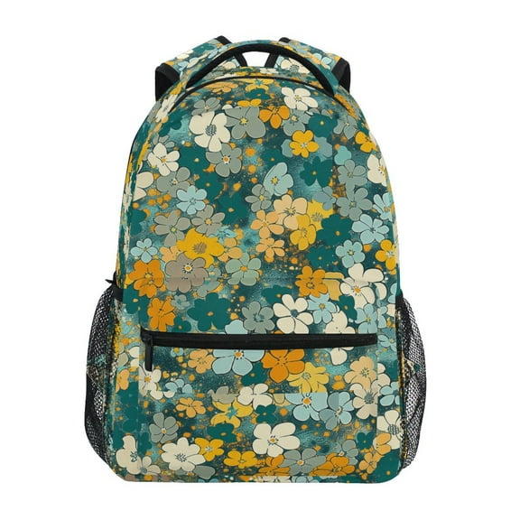 School Backpack Lightweight Multipocket College High Middle Student Bag 15L Watercolor Little Daisy