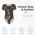 thumbnail image 6 of Daiia Colorful Fox print Women's Crew Neck Short Sleeve Bodysuit Fashion Tops Fit Casual Basic Extender Bodysuit-XX-Large, 6 of 9