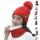 thumbnail image 4 of Guardurnaity Gorro de lana tejido para hombre y mujer, gorro tejido con bola redonda, trenzado, cálido y grueso, accesorio para la cabeza de Sombreros rosa, 4 of 6