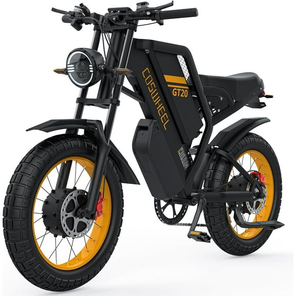 3000W(Peak) Dual Motor COSWHEEL GT20 Pro Electric Bike for Adults,48V40AH Removable Dual Battery,Max 93-145 Miles Electric Motorcycle, 7-Speed, 20" x 4.0 Fat Tire Ebikes for Adults