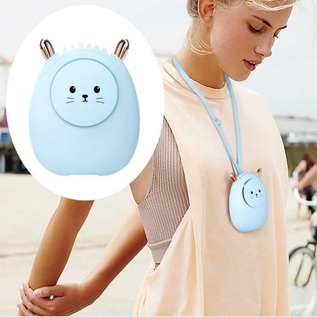 

AURIGATE Mini Portable Fan Mini Fan Big Wind Portable Neck USB Rechargeable Cartoon Desktop Fan