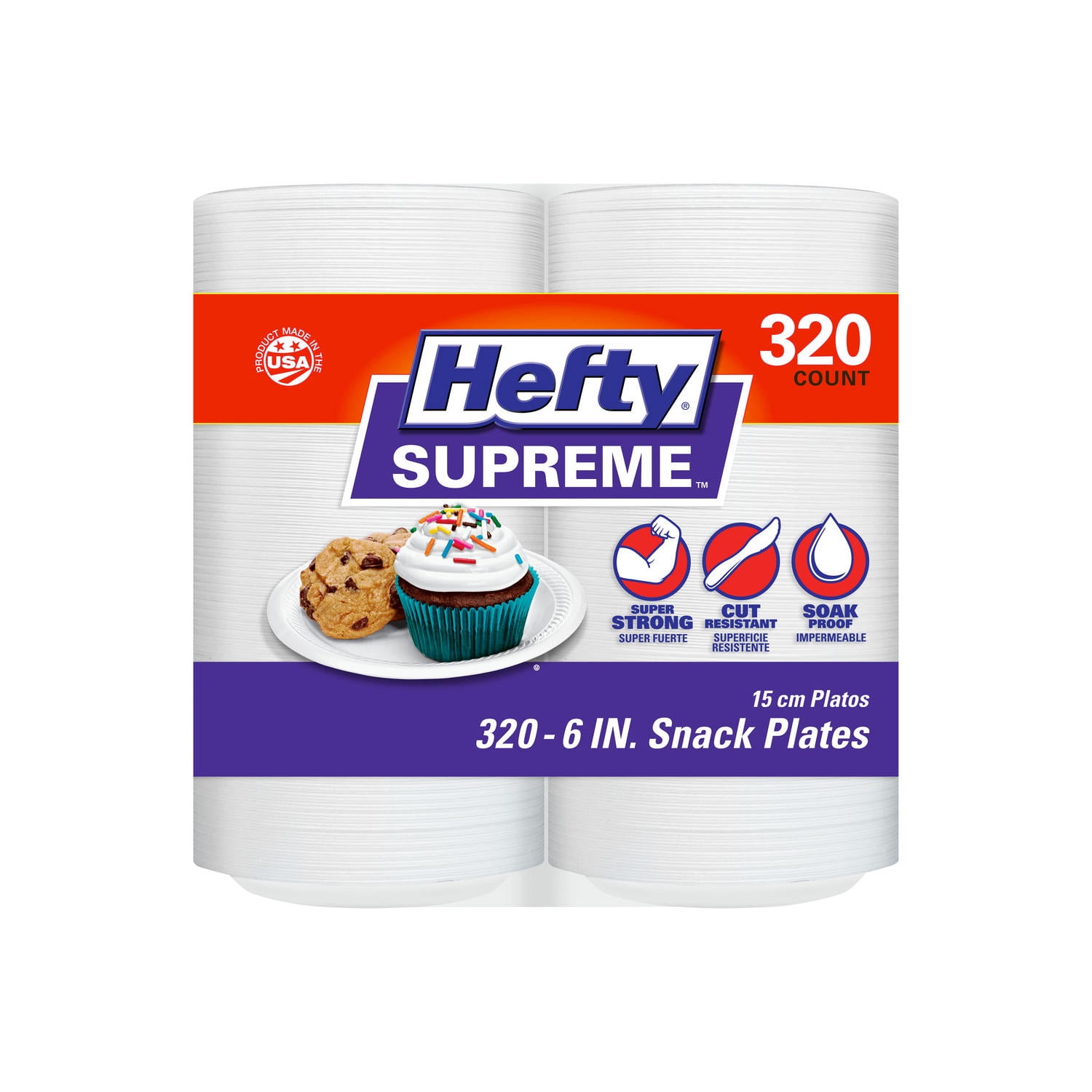 320 ct. Hefty Supreme Foam Plates 6" Heavy Weight Soak Proof Disposable 