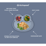 Abiie Octopod Frog Silicone Plates with Suction - Spill Proof, Easy to Clean - BPA-Free Bowl - Suction Plates for Baby and Toddler - Training & Feeding Divided Grip Dish (Pastel Yellow)
