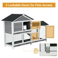 thumbnail image 3 of 58" Indoor Outdoor Rabbit Hutch, Waterproof Wooden Bunny Cage with 3 Leak-Proof Trays – 2-Tier Design for Rabbits & Small Animals – Black + White, 3 of 7