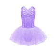 thumbnail image 3 of Jowowha Robe Tutu Sans Manches à Sequins pour Filles, Jupe de Danse Gymnastique Violette 14, 3 of 8