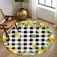 thumbnail image 2 of Round Rugs 5Ft, Lemon Farmhouse Round Area Rug Washable Indoor Throw Carpet, Summer Fruit Botanical Black Checked Soft Non Slip Circle Rug for Cabinet Bathroom Home Decor Aesthetic, 2 of 8
