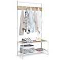 thumbnail image 1 of Costway 3 in 1 Industrial Coat Rack Shoe Bench Entryway Hall Tree Storage Shelf w/ Hooks, 1 of 10