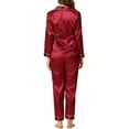 thumbnail image 3 of Unique Bargains Women's Satin 2pc Loungewear Button Down Silky Pajama Sleepwear Sets, 3 of 5