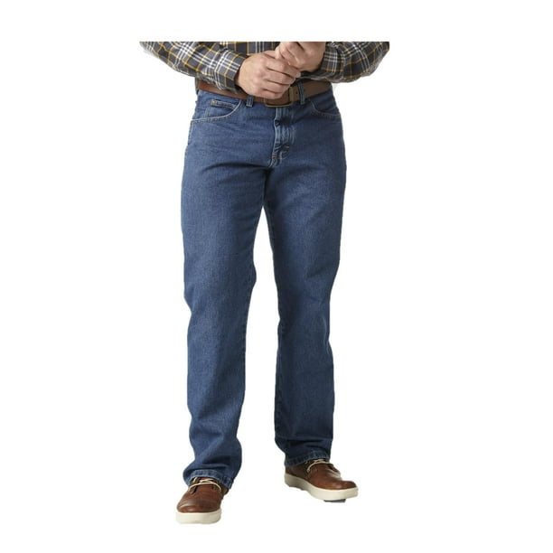 Vaqueros Wrangler de corte holgado para hombre, color índigo envejecido, tamaño 52 de ancho x 32 de largo