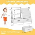 thumbnail image 2 of Kids Bookshelf and Toy Storage Organizer, 3 Tier Kids Bookcase, Sling Bookshelf and 2 Toy Bins with Toy Storage Organizer for Children Room, Playroom, Nursery, White, 2 of 9