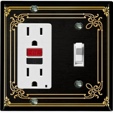 Metal Light Switch Plate Cover Elegant Victorian Floral Frame Black FRA077