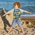 thumbnail image 3 of FORMRS Boys Rash Guard with Short Sleeves UPF 50+ Swim Shirts Sizes 3-12T, Cartoon Beige Lemon, 3 of 6