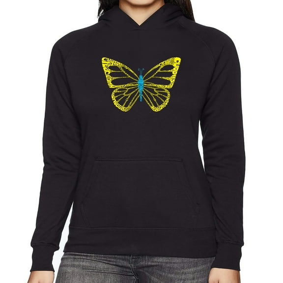 Women's Word Art Hooded Sweatshirt - Butterfly