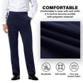thumbnail image 4 of Mens Stretch Dress Pants Flat Front Business Casual Pants Classic Fit Lightweight, Navy Blue, 4 of 11