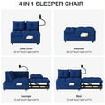 thumbnail image 6 of Aukfa 4 in 1 Chaise Futon Convertible Sleeper Chair Bed, 2 USB Port&Pillows, Velvet, Blue, 6 of 9