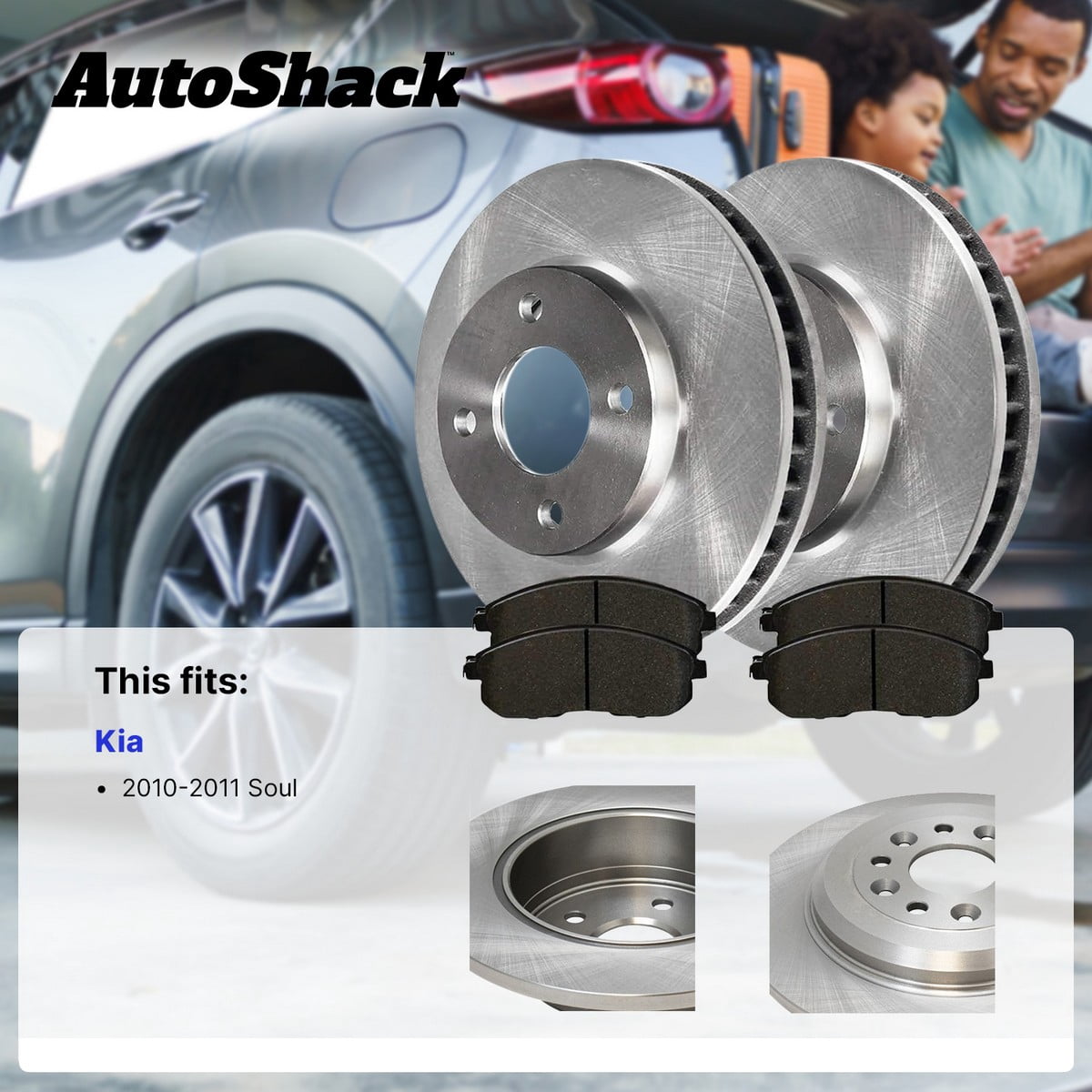 AutoShack Front & Rear Brake Rotors & Ceramic Pads for Kia, Soul 2010-2011, FWD L4 1.6L 2.0L