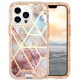 thumbnail image 3 of Allytech Marble Case for Apple iPhone 15 Pro Max 5G 6.7", Hybrid Hard PC Soft TPU Rubber Three Layer Rugged Heavy Duty Shockproof Drop Proof Women Girl Cover for iPhone 15 Pro Max, Grid Marble, 3 of 7