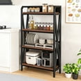 thumbnail image 2 of Urday 56.3" Bakers Rack with 4-Tier Shelves, 33.5" Wide Microwave Stand and Coffee Bar Station, Industrial Metal and Wood Utility Shelf for Kitchen, Pantry and Garage, 2 of 9