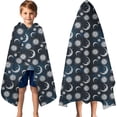 thumbnail image 3 of Blue Sun Moon Pattern Hooded Bath Towel，60"x35" for Ages 3 To 12 Kids, Quick Dry Lightweight Soft Microfiber Hood Beach Towel Cover Up for Kids, 3 of 7