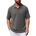 thumbnail image 2 of Men's Texture Lapel Shirt, Classic Turn down Collar Soft T-Shirt Tops for Golf Business Casual Daily Wear Gray 4XL, 2 of 9