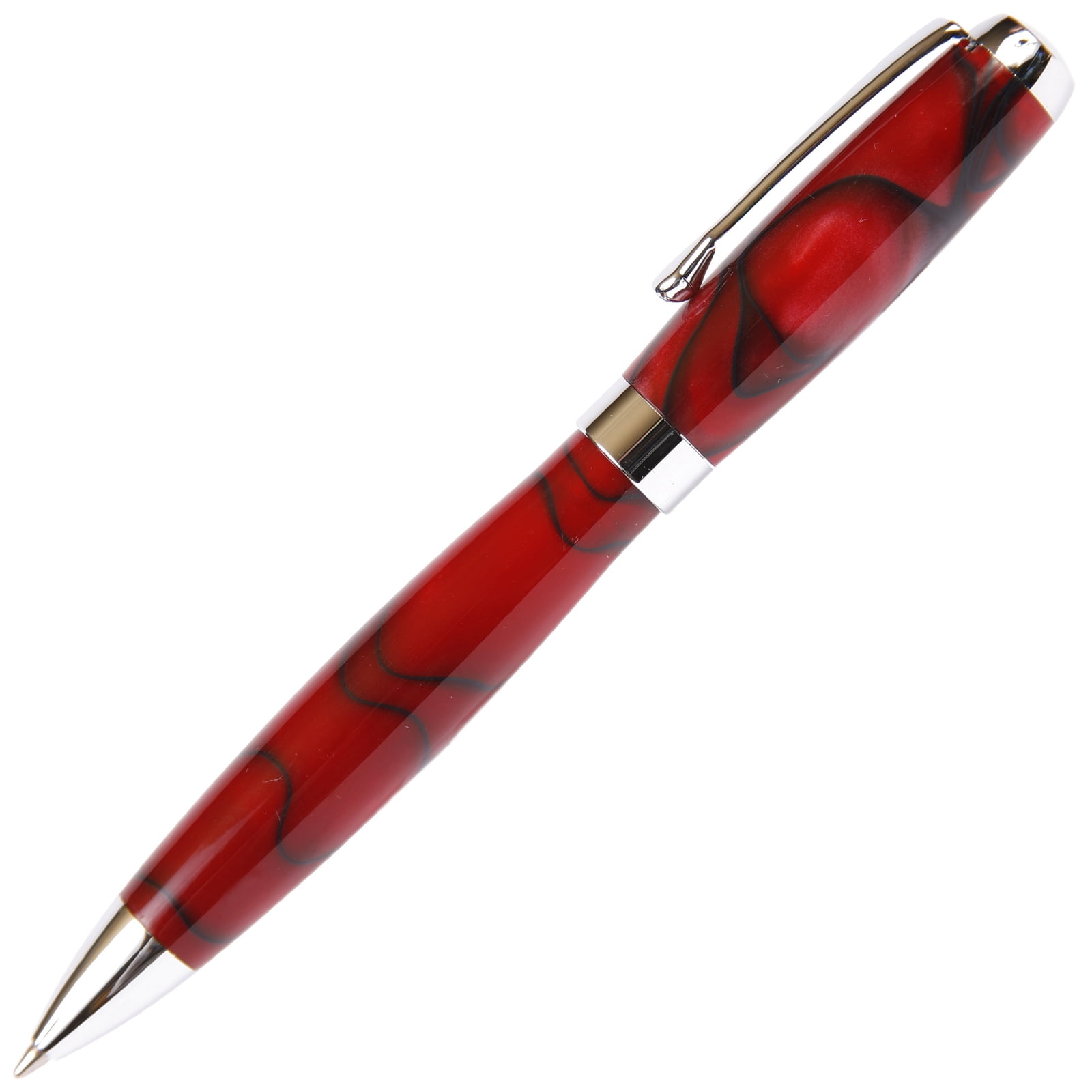 Red & Black Marbleized Gloss Body, Tuscany Ballpoint Pen (Black Ink, Medium Tip 0.7 MM)