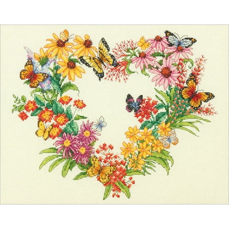 Wildflower Wreath Counted Cross Stitch Kit, 14" x 11", 14-Count - Walmart.com
