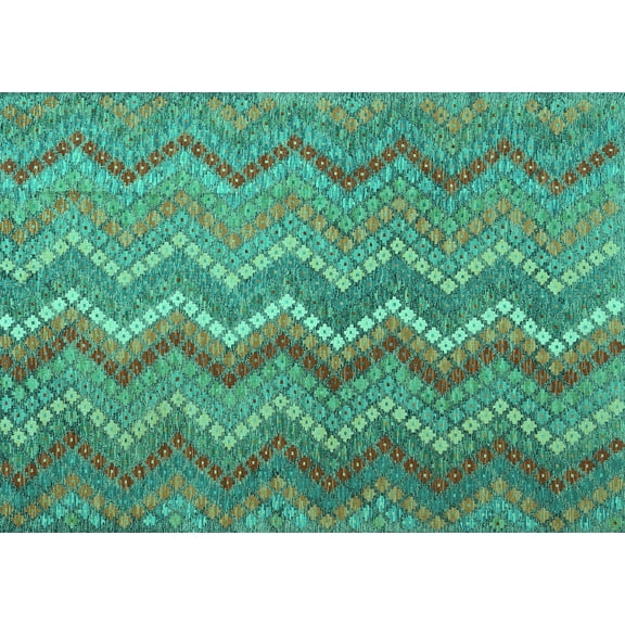 Ahgly Company Indoor Rectangle Southwestern Turquoise Blue Country Area Rugs, 5' x 7'