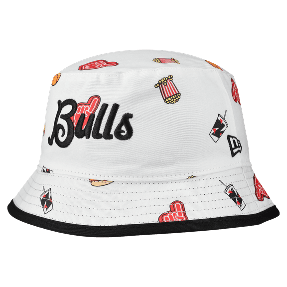 Men's New Era White Chicago Bulls Team Cheer Reversible Bucket Hat