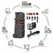 (2 pack) Hyper Tough Hyper Stack 32-Inch Wall Storage System, 6-Piece Set with Hooks and Bin, Black