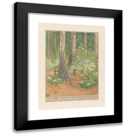 Willem Wenckebach 11x14 Black Modern Framed Museum Art Print Titled - Forest with Decorated and Illuminated Christmas Trees (1898)