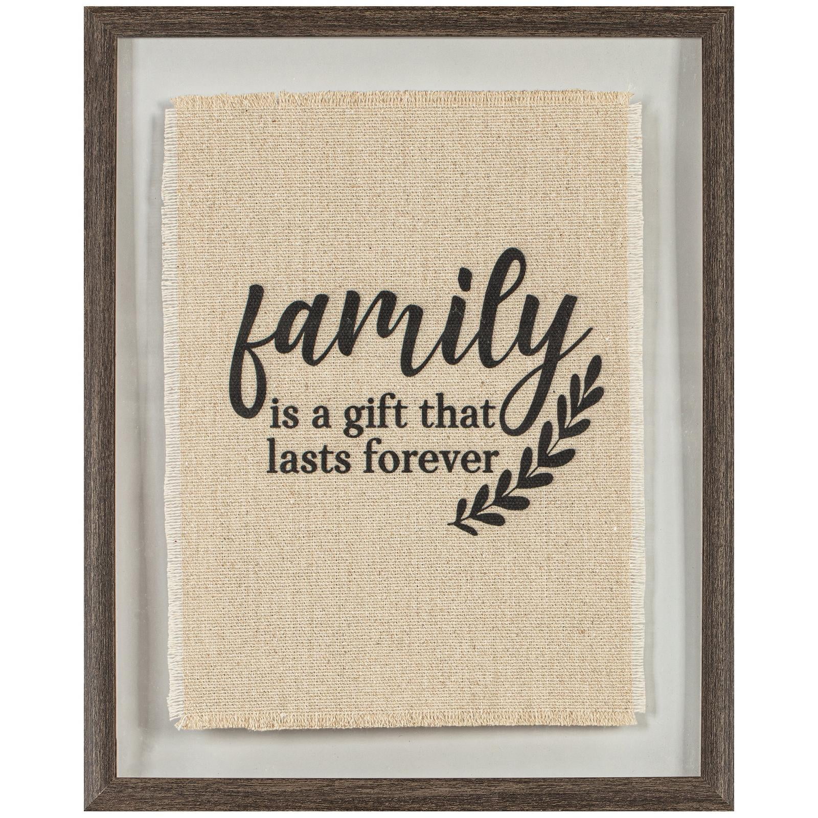 Family Typography Framed Under Glass on Burlap 12x15